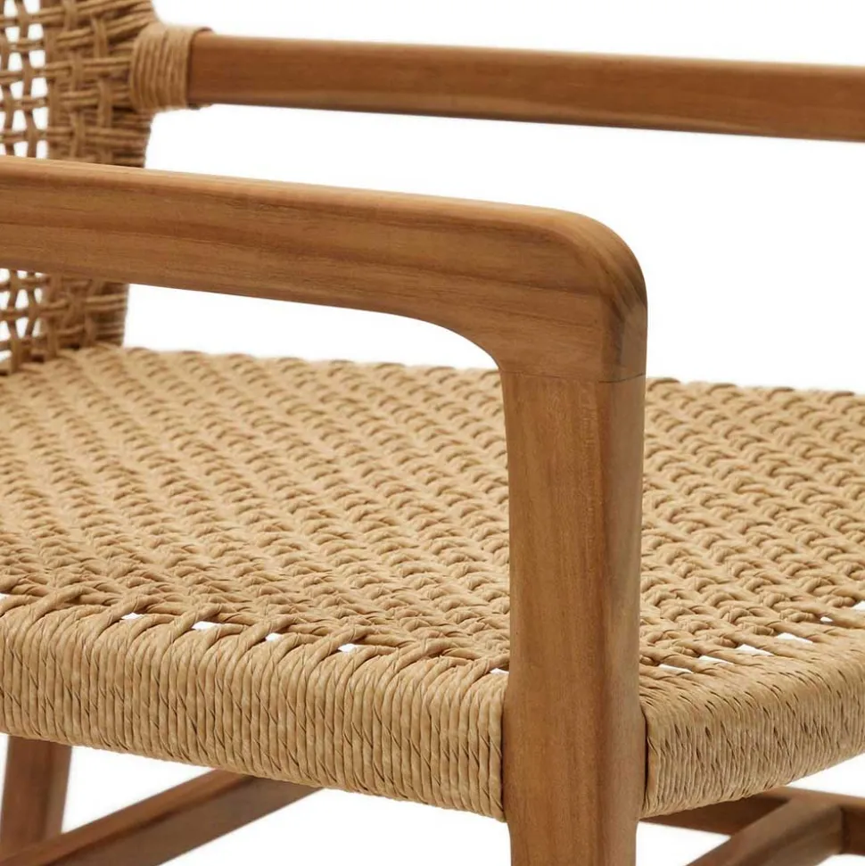 Loungesessel aus Geflecht und Teakholz - Comrinaca