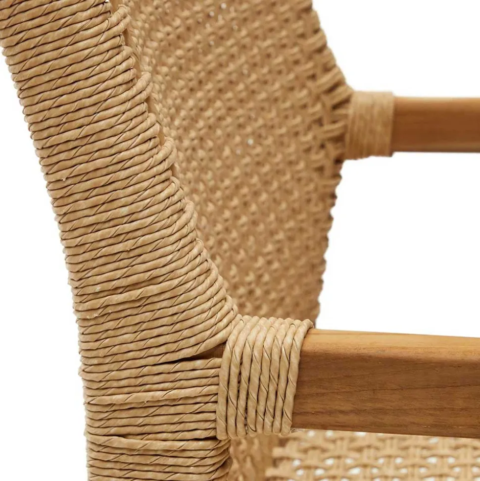 Loungesessel aus Geflecht und Teakholz - Comrinaca