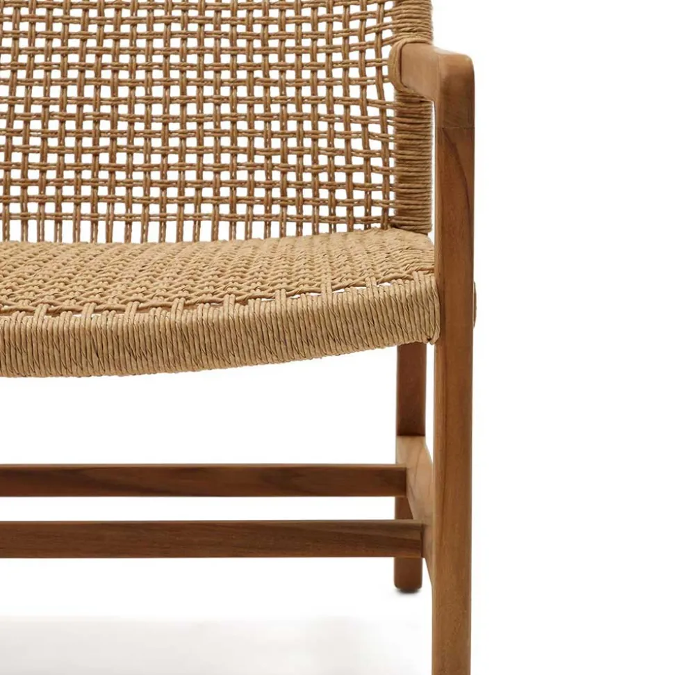 Loungesessel aus Geflecht und Teakholz - Comrinaca