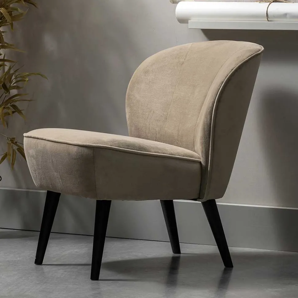 Loungestuhl aus Samt in Khaki - Griffina