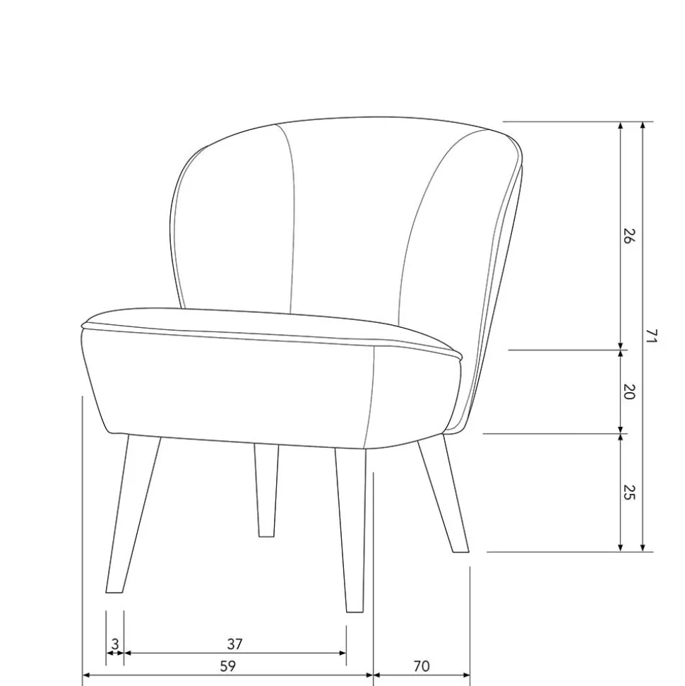 Loungestuhl aus Samt in Khaki - Griffina