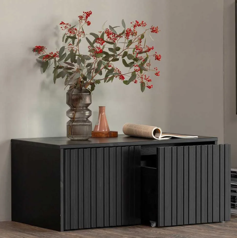 Lowboard in Schwarz Kiefer - Gelvins