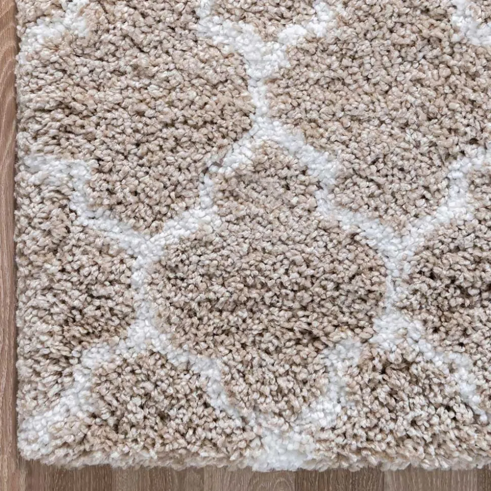 Läufer Teppich mit Kachelmuster und hohem Flor - Mocorapo