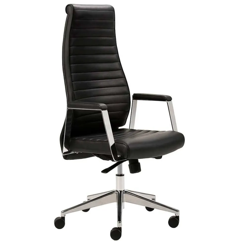 Luxus Bürostuhl aus Echtleder Schwarz - Dario