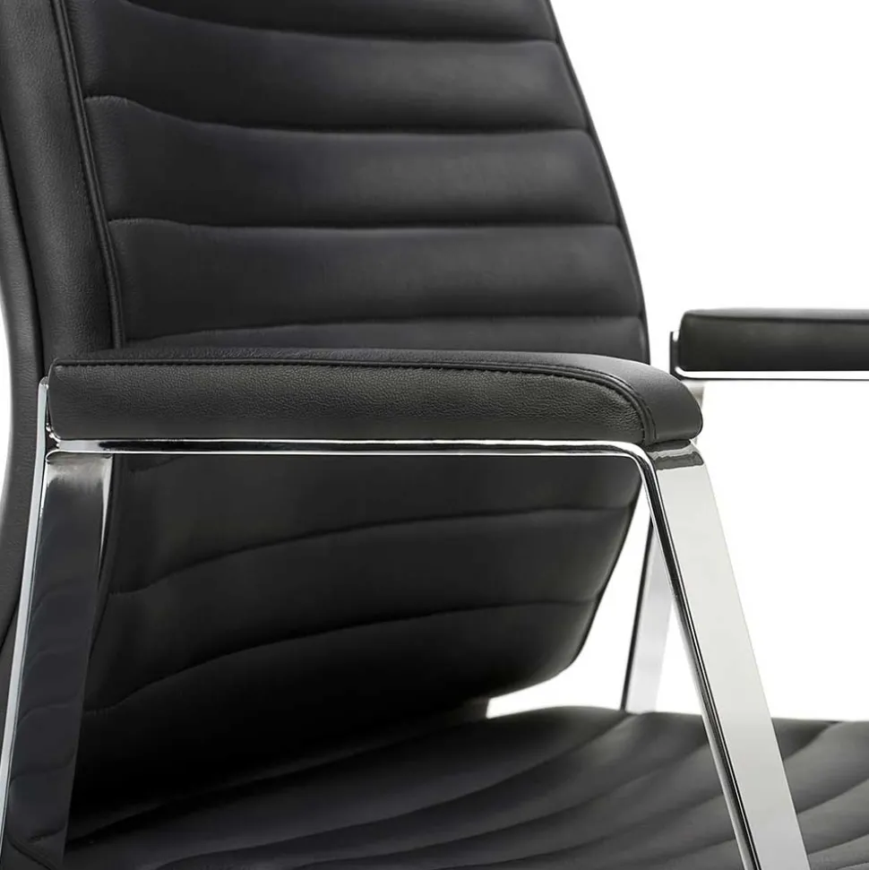 Luxus Bürostuhl aus Echtleder Schwarz - Dario