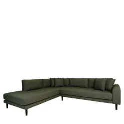 L-Wohnlandschaft in Oliv Grün Stoff - Udolph