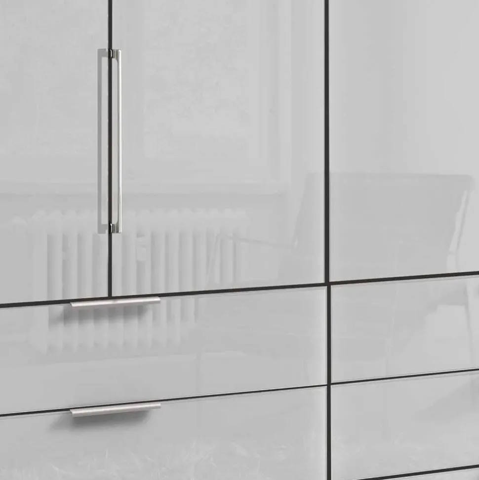 3m 4-türiger Kleiderschrank in Weiß Glasfront - Cara