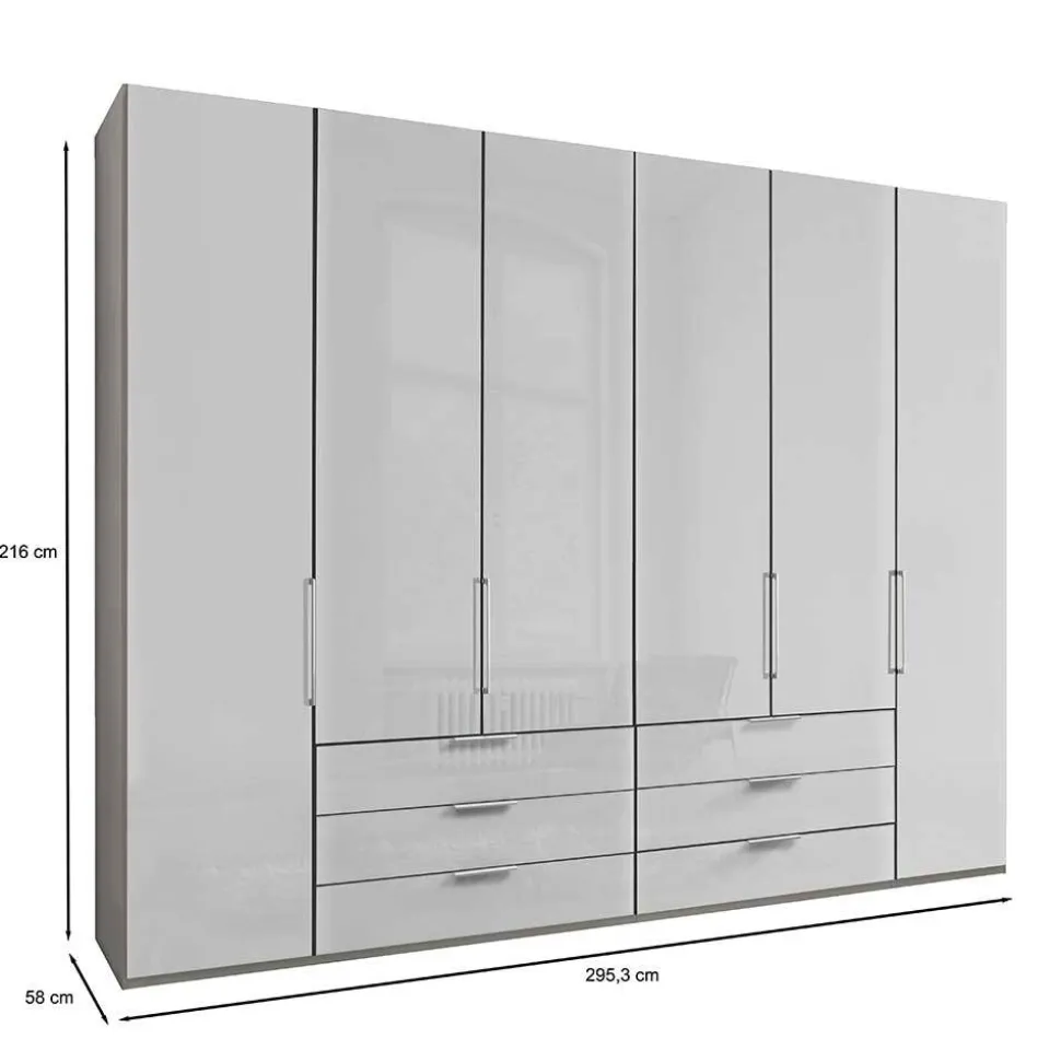 3m 4-türiger Kleiderschrank in Weiß Glasfront - Cara