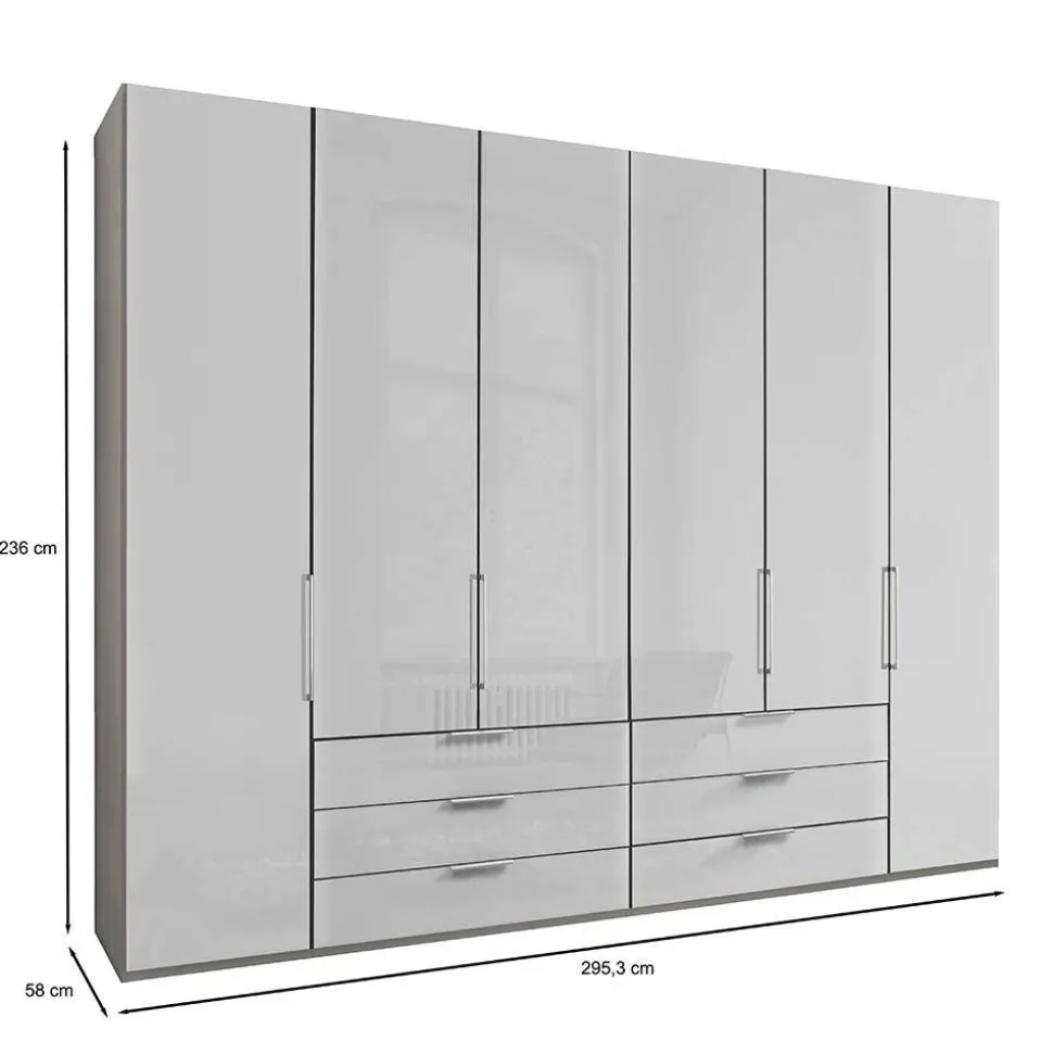 3m 4-türiger Kleiderschrank in Weiß Glasfront - Cara