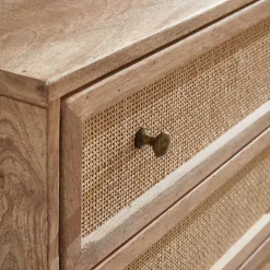 Mangoholz Kommode mit Rattan Geflecht Fronten - Kanados