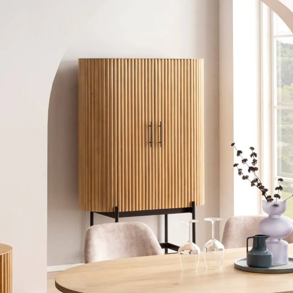 Mangoholz Schrank in Lamellenoptik - Dorian