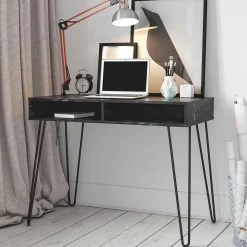 Marmor Optik Schreibtisch in Schwarz - Siamta