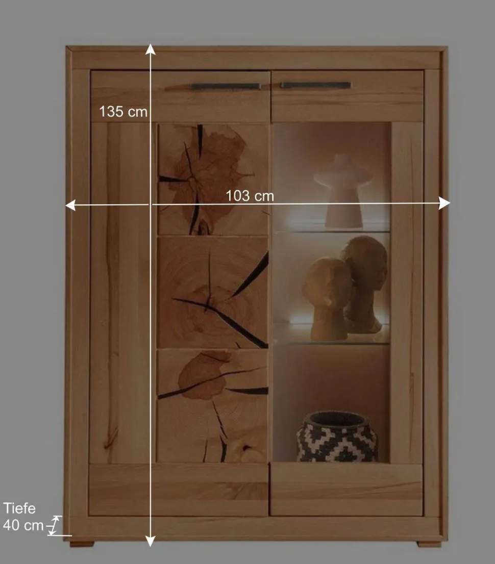 Massive Anbauwand aus Kernbuche - Sarosca (vierteilig)