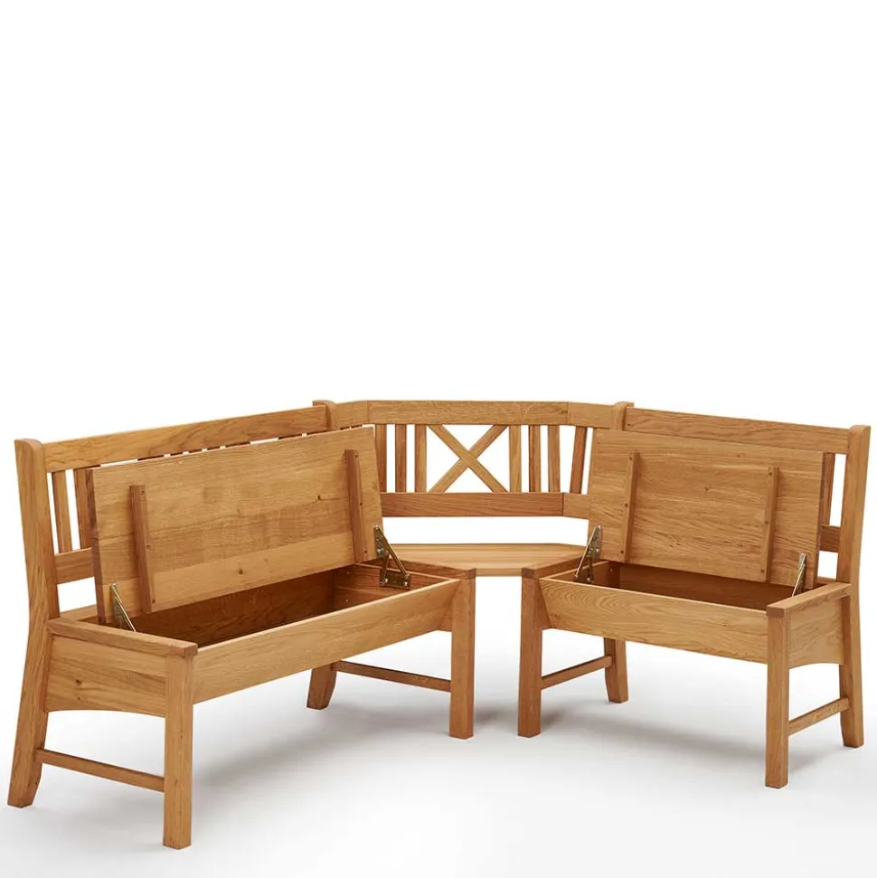 Massive Essgruppe mit Truhen-Eckbank - Jodrav (vierteilig)