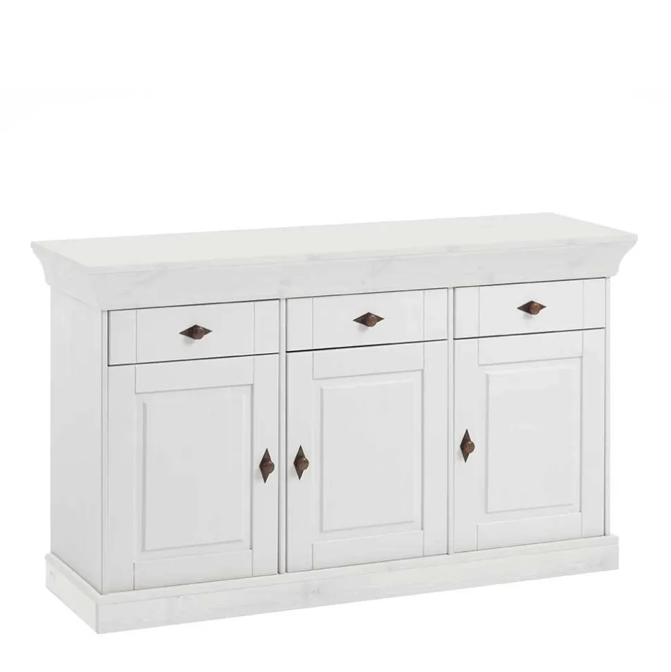 Massives Kiefer Sideboard Satumare in Weiß