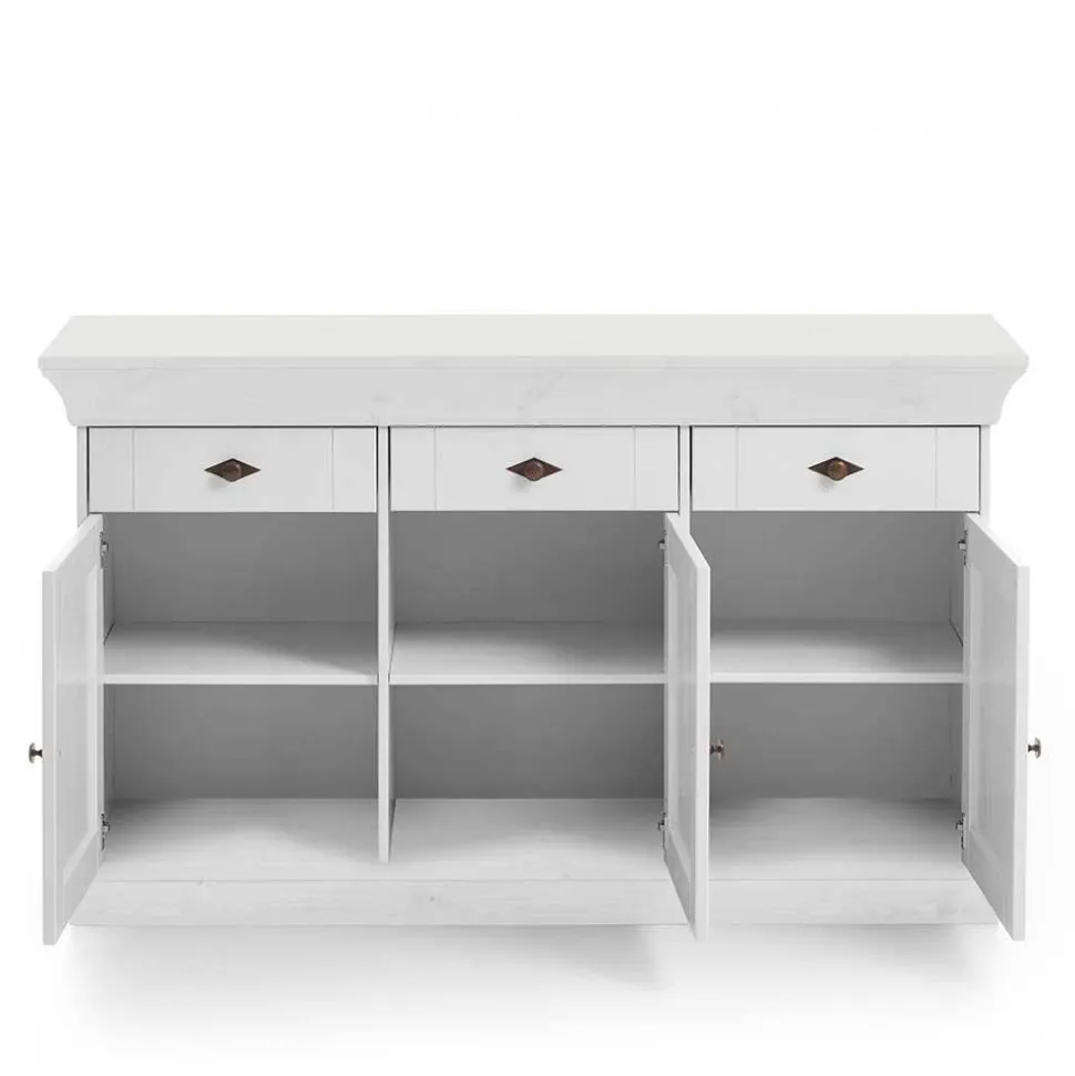 Massives Kiefer Sideboard Satumare in Weiß