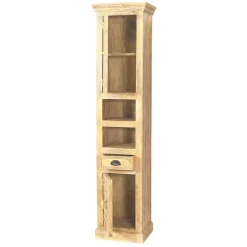 Massivholz Bad Hochschrank in Sandfarben - Runiasa