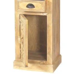 Massivholz Bad Hochschrank in Sandfarben - Runiasa