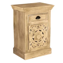 Massivholz Bad Unterschrank in Sandfarben - Runiasa