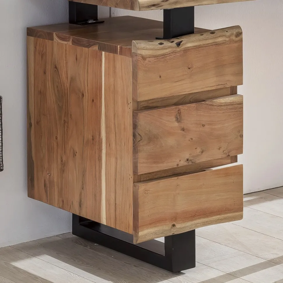 Massivholz Baumkanten Schreibtisch 147x80 - Necrus