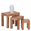 Massivholz Beistelltische Vislan im Set (dreiteilig)