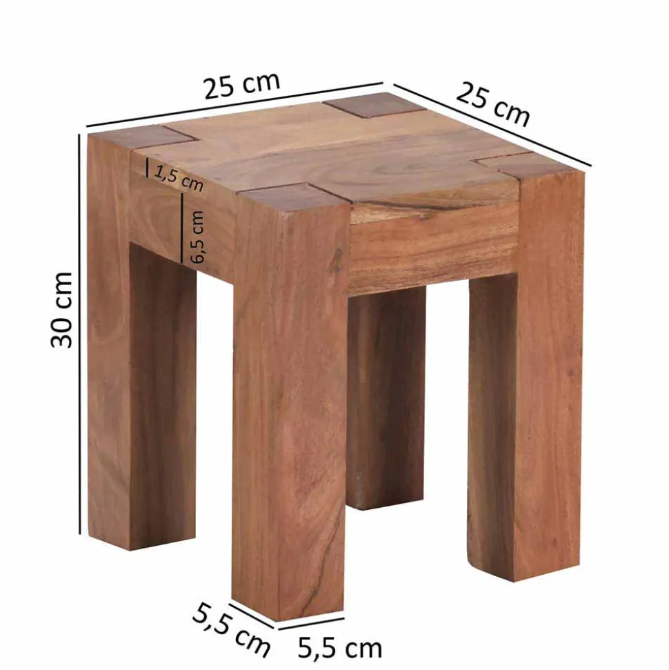 Massivholz Beistelltische Vislan im Set (dreiteilig)