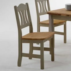 Massivholz Esszimmerstuhl Seramya in Grau (2er Set)