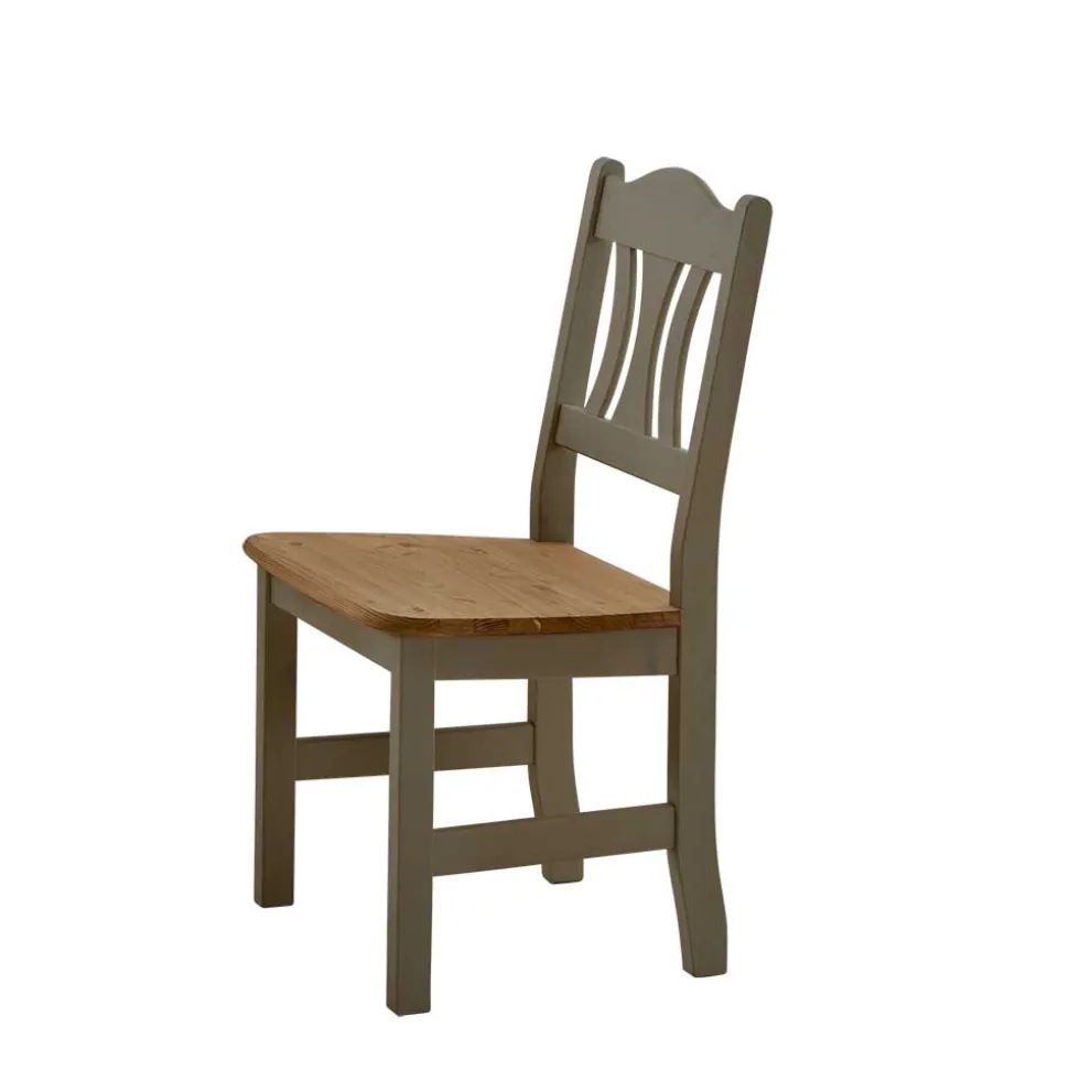 Massivholz Esszimmerstuhl Seramya in Grau (2er Set)