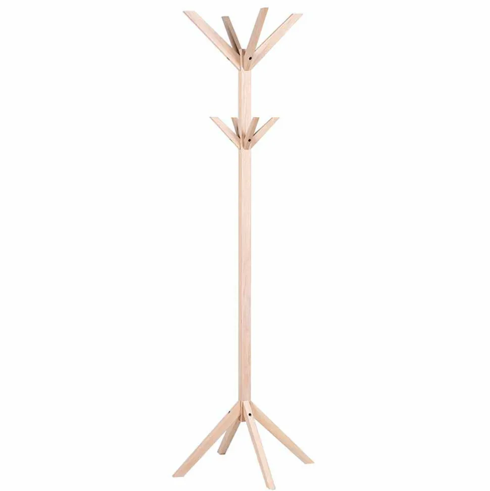 Massivholz Garderobenständer in White Wash - Vaxos