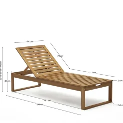 Massivholz Gartenliege mit verstellbarem Kopfteil - Paddock