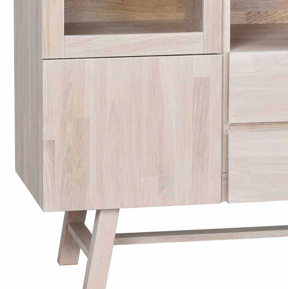 Massivholz Highboard Dioca aus Eiche White Wash