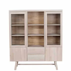 Massivholz Highboard Dioca aus Eiche White Wash
