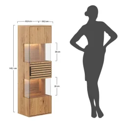 Massivholz Hängevitrine mit LED Beleuchtung - Eribella