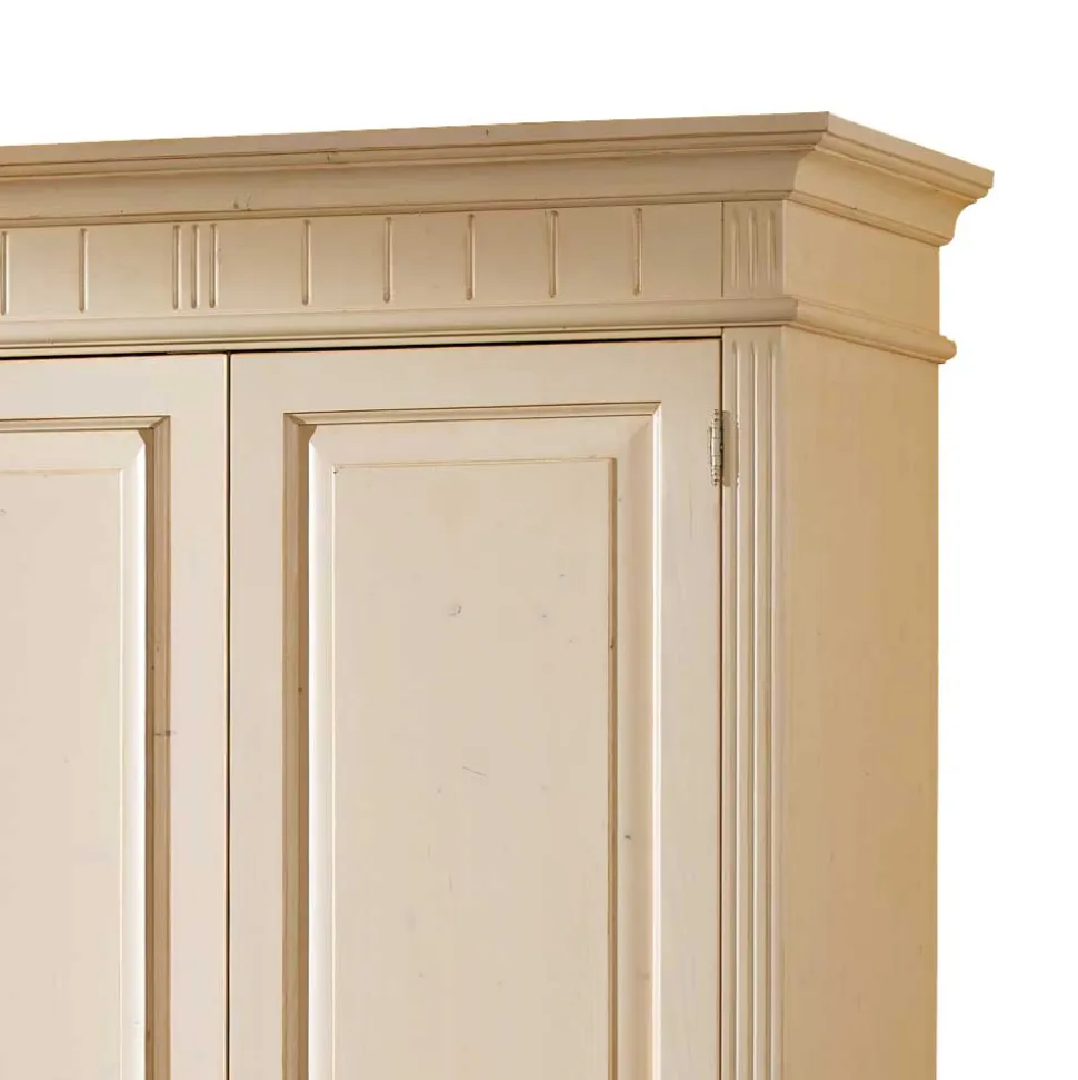 Massivholz Kleiderschrank Jaif in Creme Vintage