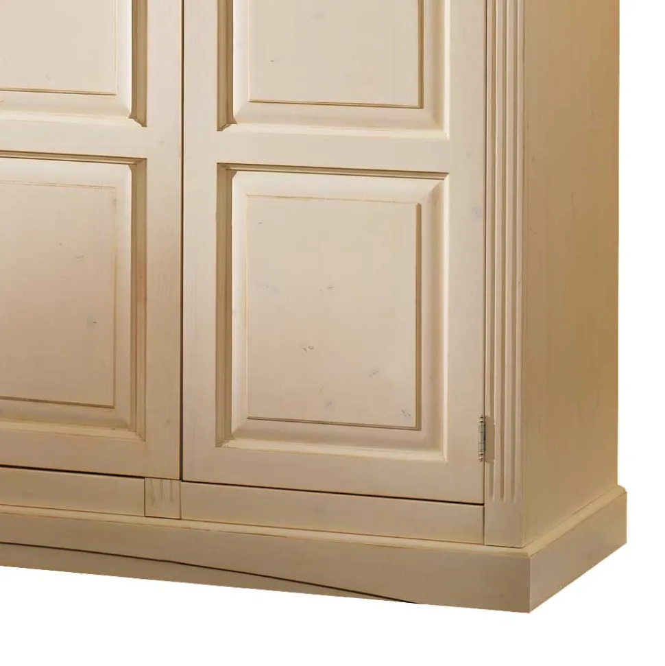 Massivholz Kleiderschrank Jaif in Creme Vintage