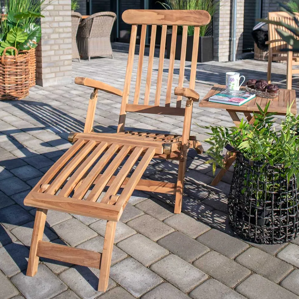 Massivholz Outdoor Deckchair aus Teak - Zavamanco