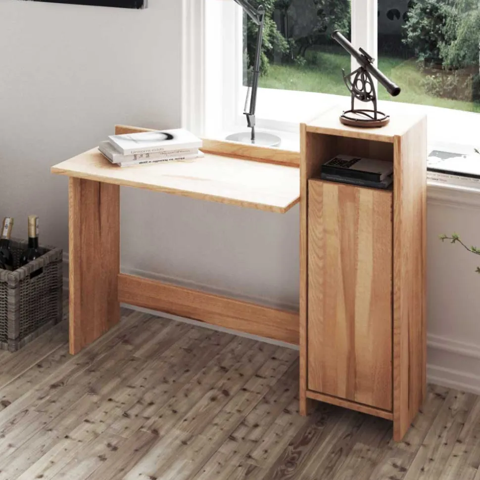 Massivholz Schreibtisch Salomonia mit Schrank