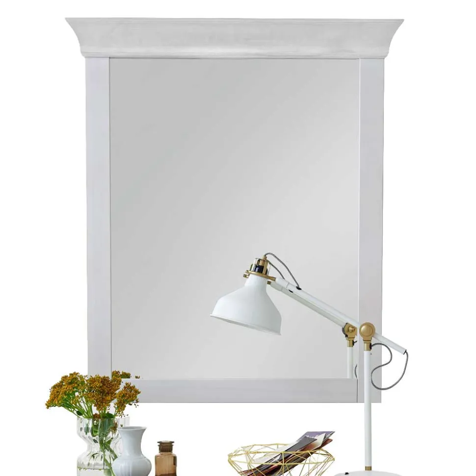 Massivholz Spiegel Satumare in Weiß