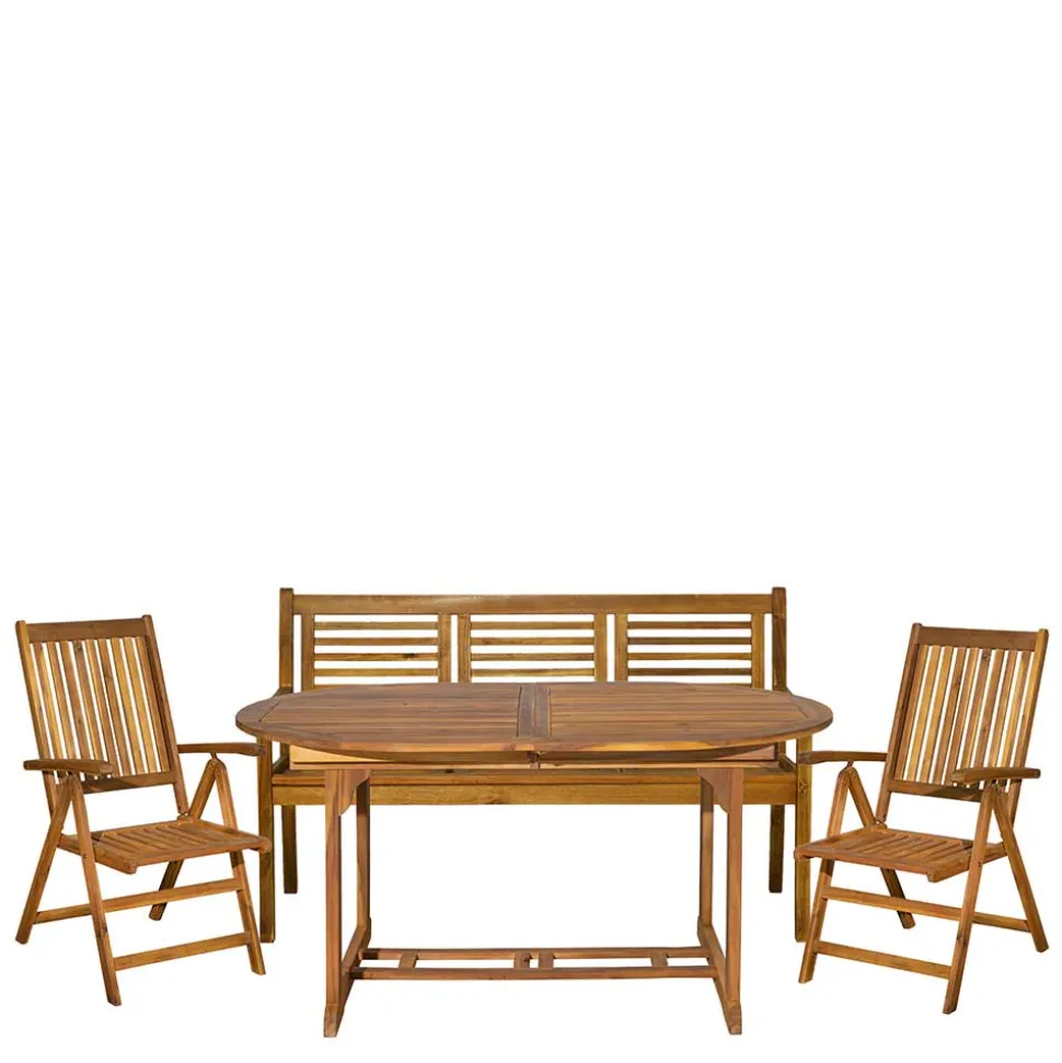 Massivholz Tischgruppe oval - Eliva (vierteilig)