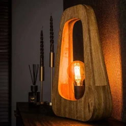 Massivholz Tischlampe aus Mangobaum - Cuysana