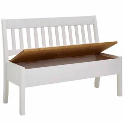 Massivholz Truhenbank Molzau in Weiß