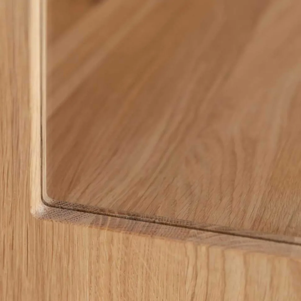 Massivholz Vitrine in Eiche mit Schwarz - Eribella