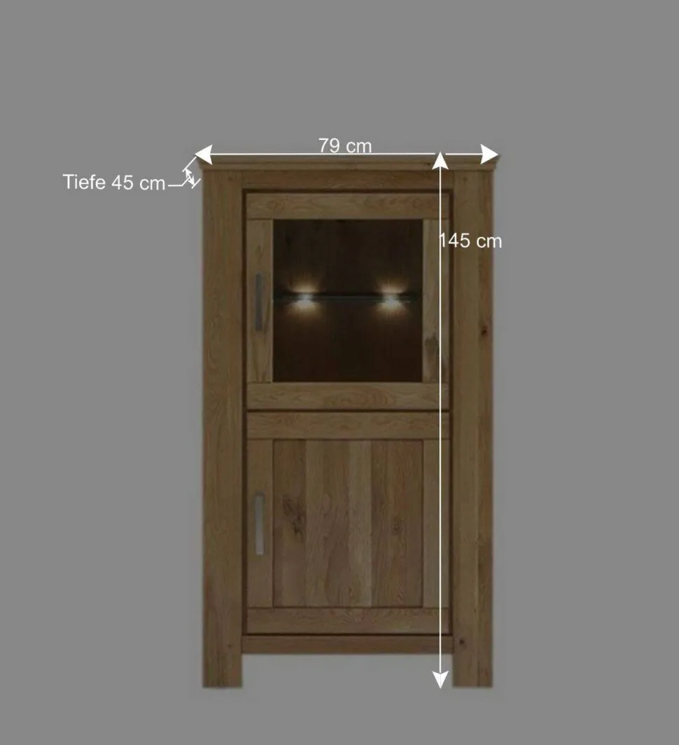 Massivholz Vitrine Ladressa aus Wildeiche geölt
