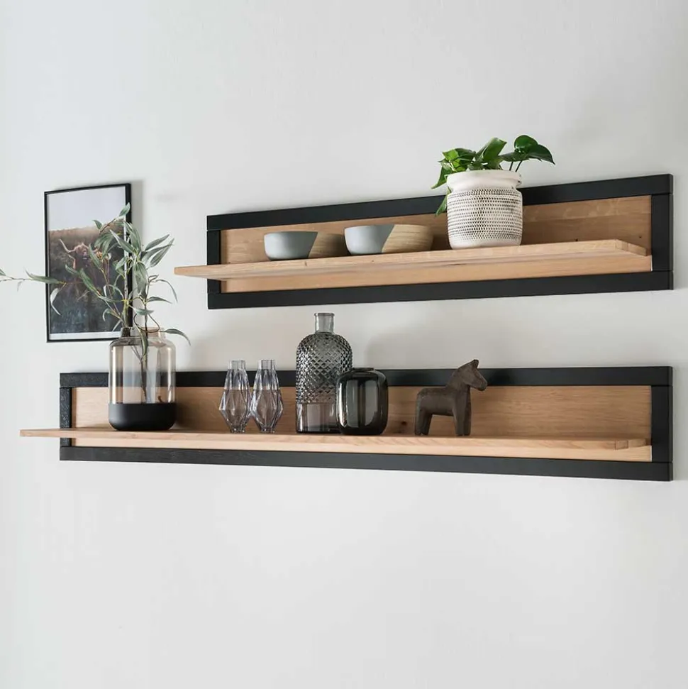 Massivholz Wandboard in Natur & Schwarz - Embleys