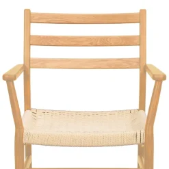 Massivholz-Armlehnenstuhl mit Geflechtsitz - Asko