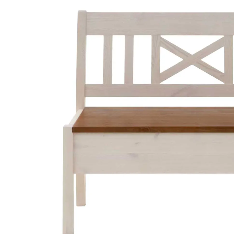 Massivholzbank Barlad in Weiß Bernsteinfarben