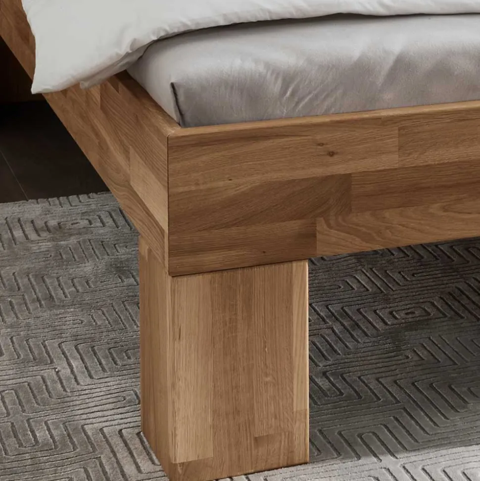 Massivholzbett & 2 Nachtkommoden - Esvilda (dreiteilig)