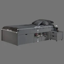 Massivholzbett Pradisio mit Stauraum