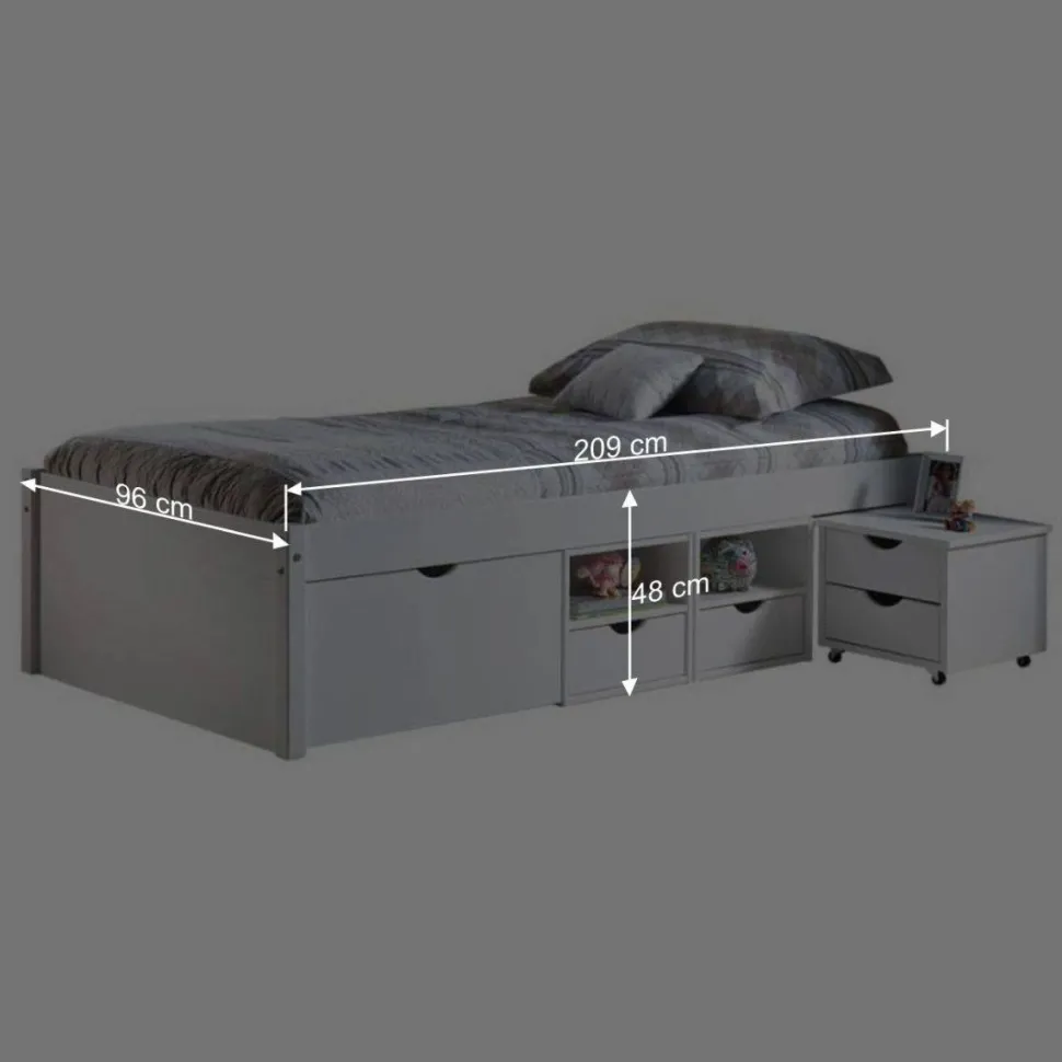 Massivholzbett Pradisio mit Stauraum