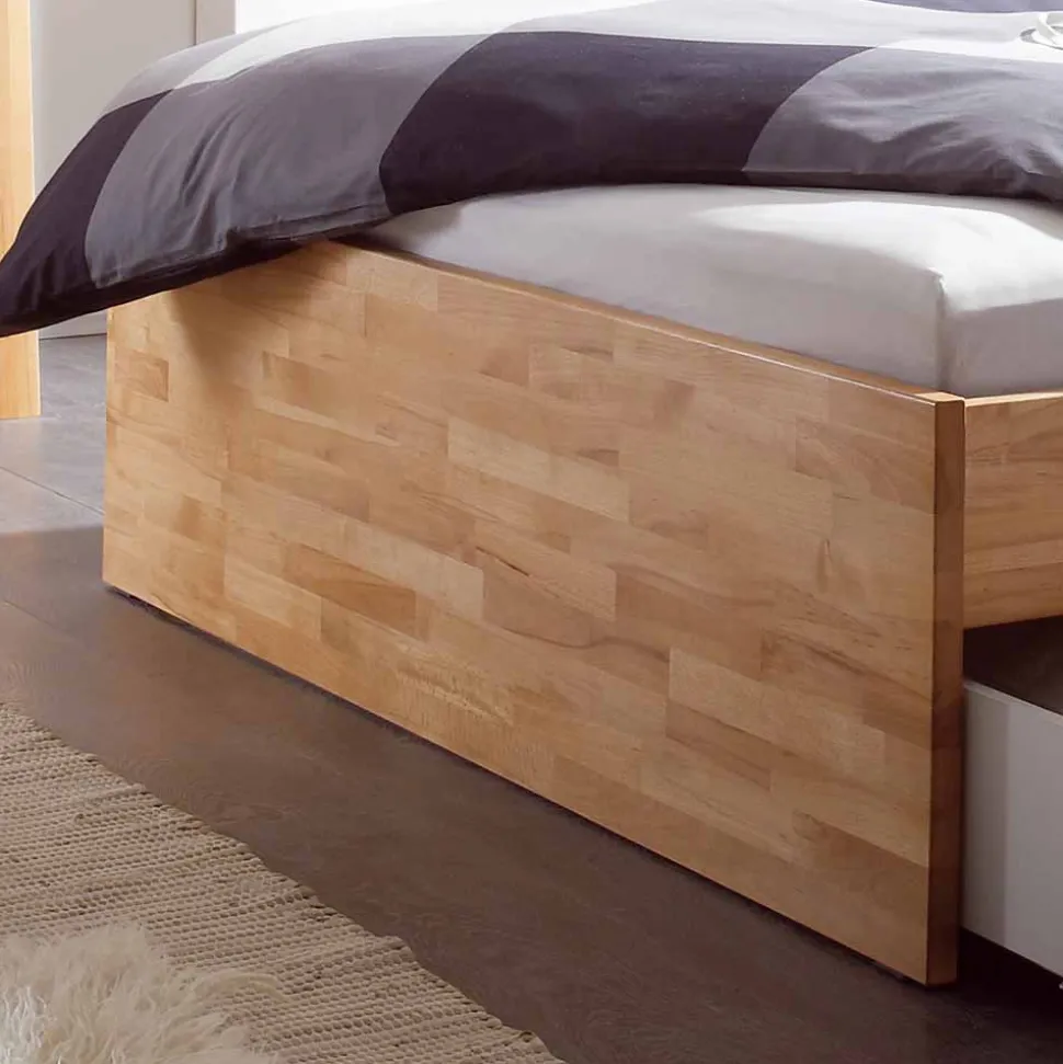 Massivholz-Doppelbett Brodivana mit Bettschubladen